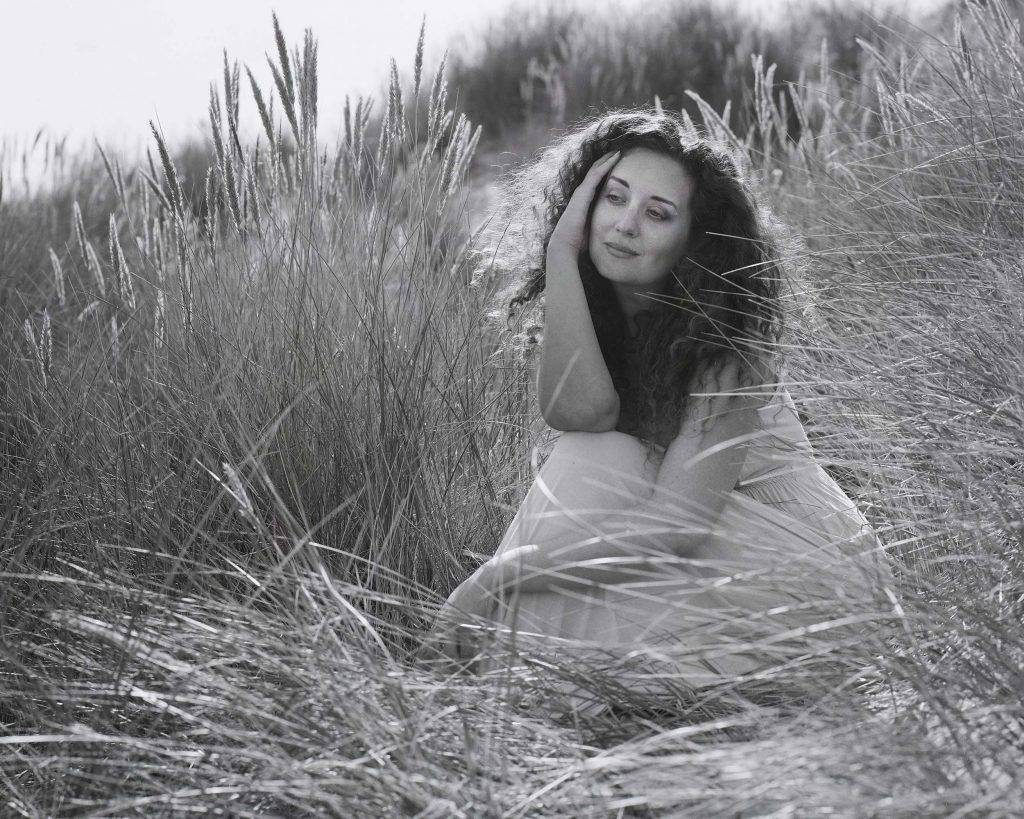 Portrait of Ella Rose in the sand dunes on 4x5